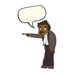 cartoon man trembling with key unlocking with speech bubble