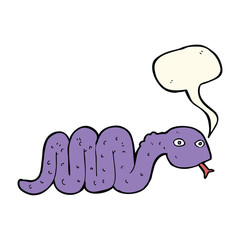 funny cartoon snake with speech bubble