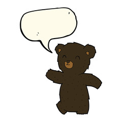 cute cartoon black bear with speech bubble