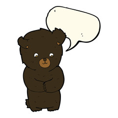 cute cartoon black bear with speech bubble