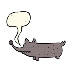 cartoon funny little dog with speech bubble