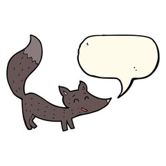 cartoon little wolf cub with speech bubble