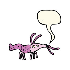 cartoon shrimp with speech bubble