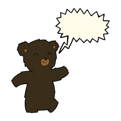 cute cartoon black bear with speech bubble
