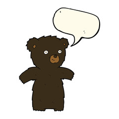 cute cartoon black bear with speech bubble