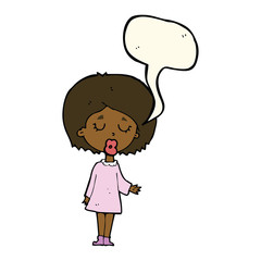 cartoon woman explaining her point with speech bubble