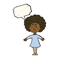cartoon bitter old woman with speech bubble