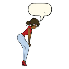 cartoon woman posing with speech bubble