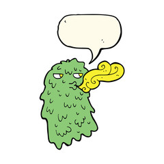 cartoon gross ghost with speech bubble