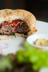 cheese burger with French fries