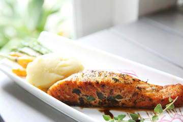 Grilled baked Salmon steak
