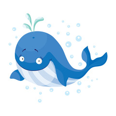 Naklejka premium Cute whales isolated. T-Shirt design for children.