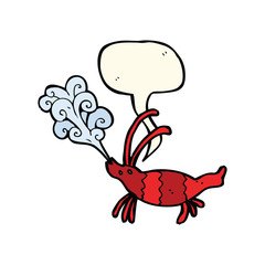 cartoon shrimp with speech bubble