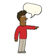 cartoon man pointing with speech bubble