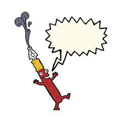 cartoon pen character with speech bubble