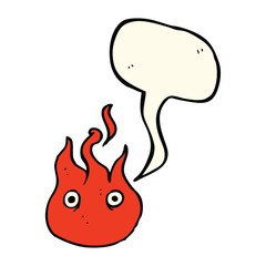 cartoon flame symbol with speech bubble