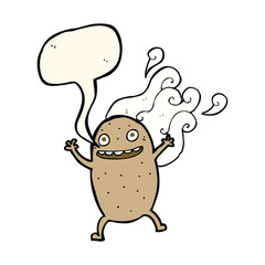 cartoon happy potato with speech bubble