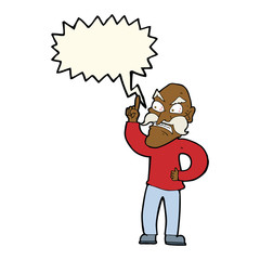 cartoon old man laying down rules with speech bubble