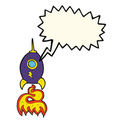 cartoon spaceship with speech bubble