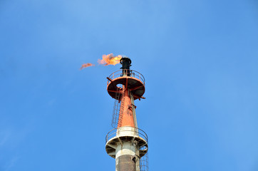 flame at petrochemical industry, Keihin Industrial Area, Kawasaki, Japan