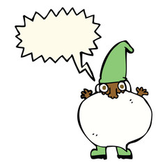 cartoon tiny santa with speech bubble