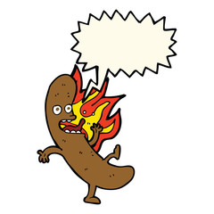 crazy cartoon sausage with speech bubble