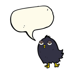 funny cartoon bird with speech bubble