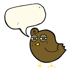 funny cartoon bird with speech bubble