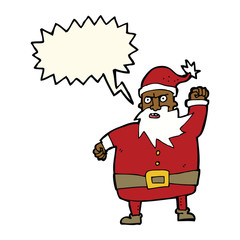 cartoon santa claus with speech bubble