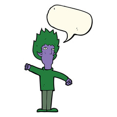 cartoon vampire man with speech bubble