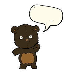 cute cartoon black bear with speech bubble