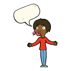 cartoon woman telling lies with speech bubble