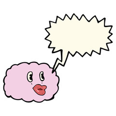 cartoon cloud symbol with speech bubble