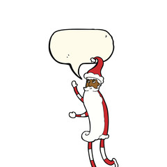 cartoon skinny santa with speech bubble