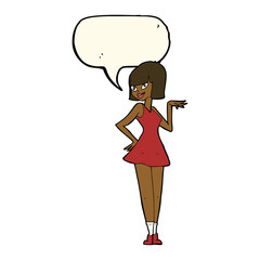 cartoon pretty woman with speech bubble