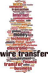 Obraz premium Wire transfer word cloud concept. Vector illustration