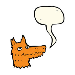 cartoon fox head with speech bubble