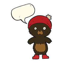 cartoon cute teddy bear with speech bubble