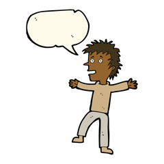 cartoon happy man with speech bubble