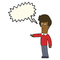cartoon man pointing with speech bubble