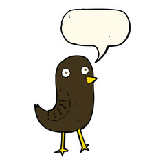 funny cartoon bird with speech bubble