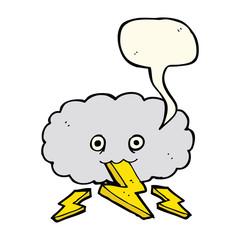 cartoon thundercloud with speech bubble