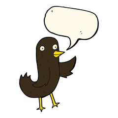 funny cartoon bird with speech bubble