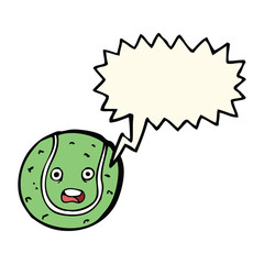 cartoon tennis ball with speech bubble