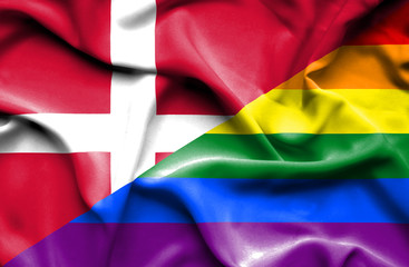 Waving flag of Pride and Denmark
