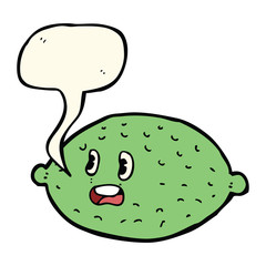 cartoon lime with speech bubble