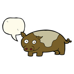 cartoon pig with speech bubble