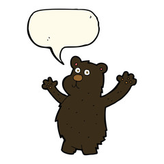 cartoon funny black bear with speech bubble