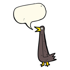 funny cartoon bird with speech bubble