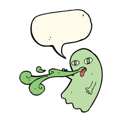 funny cartoon ghost with speech bubble